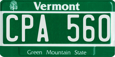 VT license plate CPA560