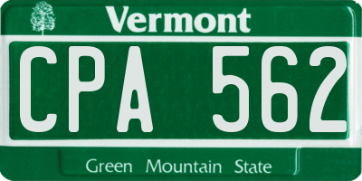 VT license plate CPA562