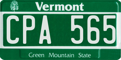 VT license plate CPA565