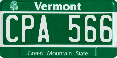 VT license plate CPA566