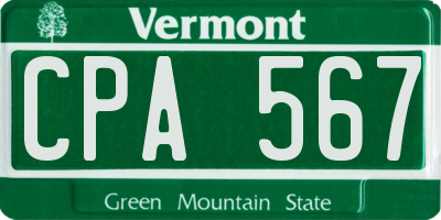 VT license plate CPA567
