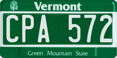 VT license plate CPA572