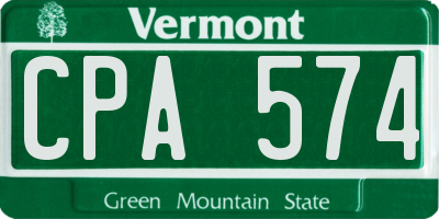 VT license plate CPA574
