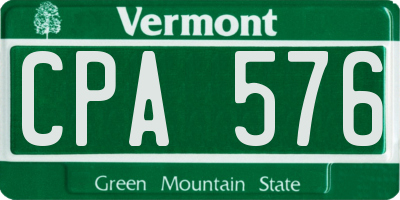 VT license plate CPA576