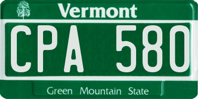 VT license plate CPA580