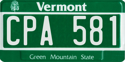 VT license plate CPA581
