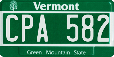 VT license plate CPA582