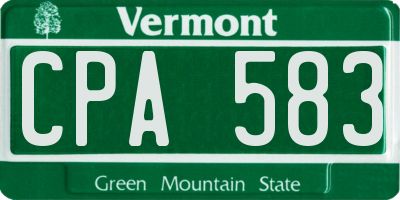 VT license plate CPA583