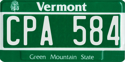 VT license plate CPA584