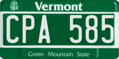 VT license plate CPA585