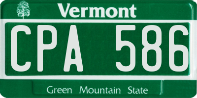 VT license plate CPA586