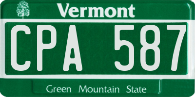 VT license plate CPA587