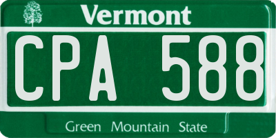 VT license plate CPA588