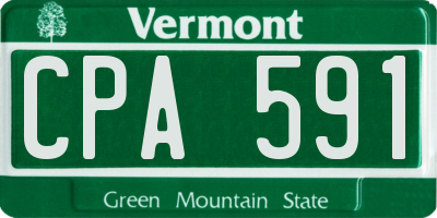 VT license plate CPA591