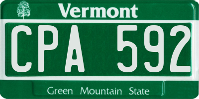 VT license plate CPA592