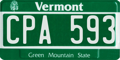 VT license plate CPA593