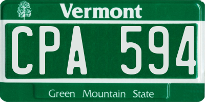 VT license plate CPA594