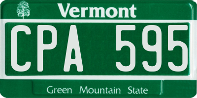VT license plate CPA595