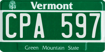 VT license plate CPA597