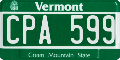 VT license plate CPA599