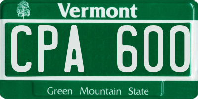 VT license plate CPA600