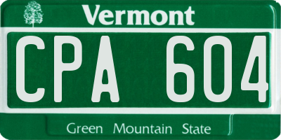 VT license plate CPA604