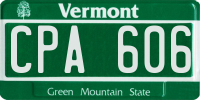 VT license plate CPA606