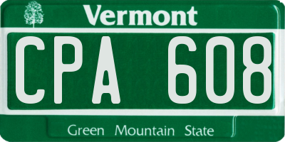 VT license plate CPA608