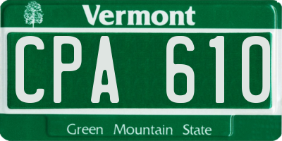 VT license plate CPA610