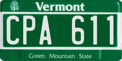 VT license plate CPA611