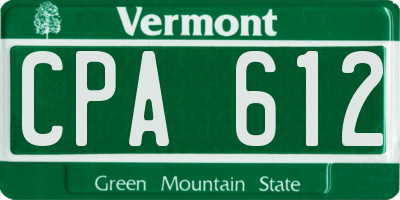 VT license plate CPA612