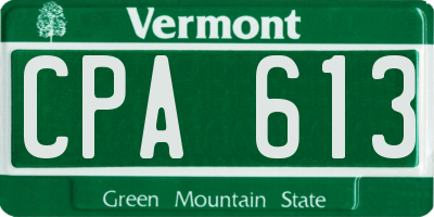 VT license plate CPA613