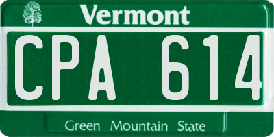 VT license plate CPA614