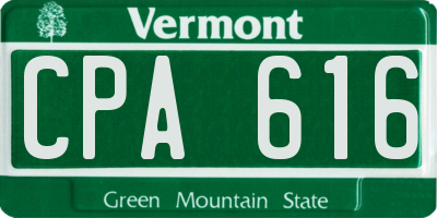 VT license plate CPA616