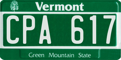VT license plate CPA617