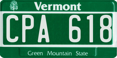 VT license plate CPA618