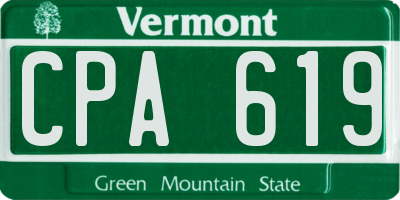 VT license plate CPA619