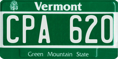 VT license plate CPA620
