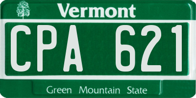 VT license plate CPA621