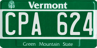 VT license plate CPA624
