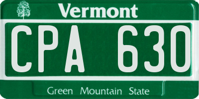VT license plate CPA630