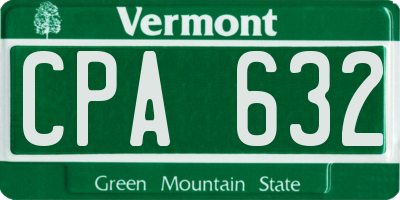 VT license plate CPA632