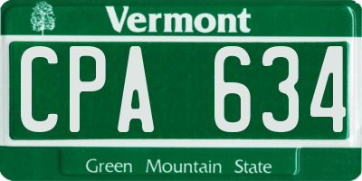 VT license plate CPA634