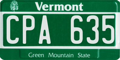 VT license plate CPA635