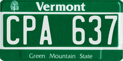 VT license plate CPA637