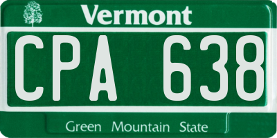 VT license plate CPA638