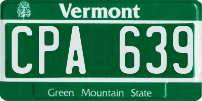 VT license plate CPA639