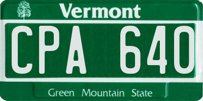 VT license plate CPA640