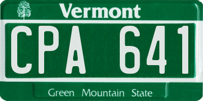 VT license plate CPA641