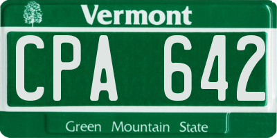 VT license plate CPA642